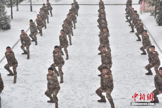 资料图:北部战区陆军某旅官兵在漫天飞雪中进行格斗训练。<a target='_blank' data-cke-saved-href='http://www.chinanews.com/' href='http://www.chinanews.com/' _fcksavedurl='http://www.chinanews.com/'></table>中新社</a>发 刘议闪 摄
