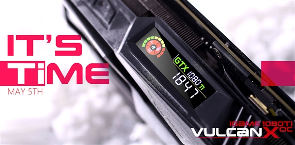 七彩虹发布首块自带屏显GTX 1080Ti:侧透党最酷搭档!