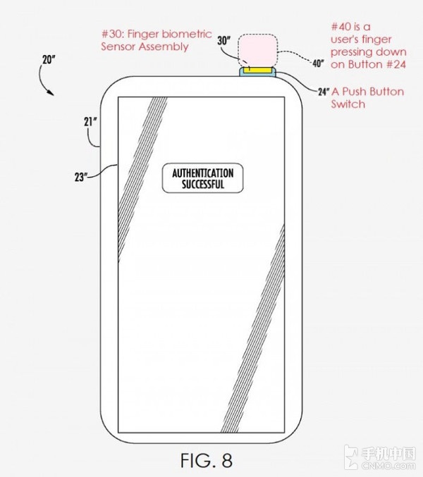 Touch ID与电源键融合的专利解释图